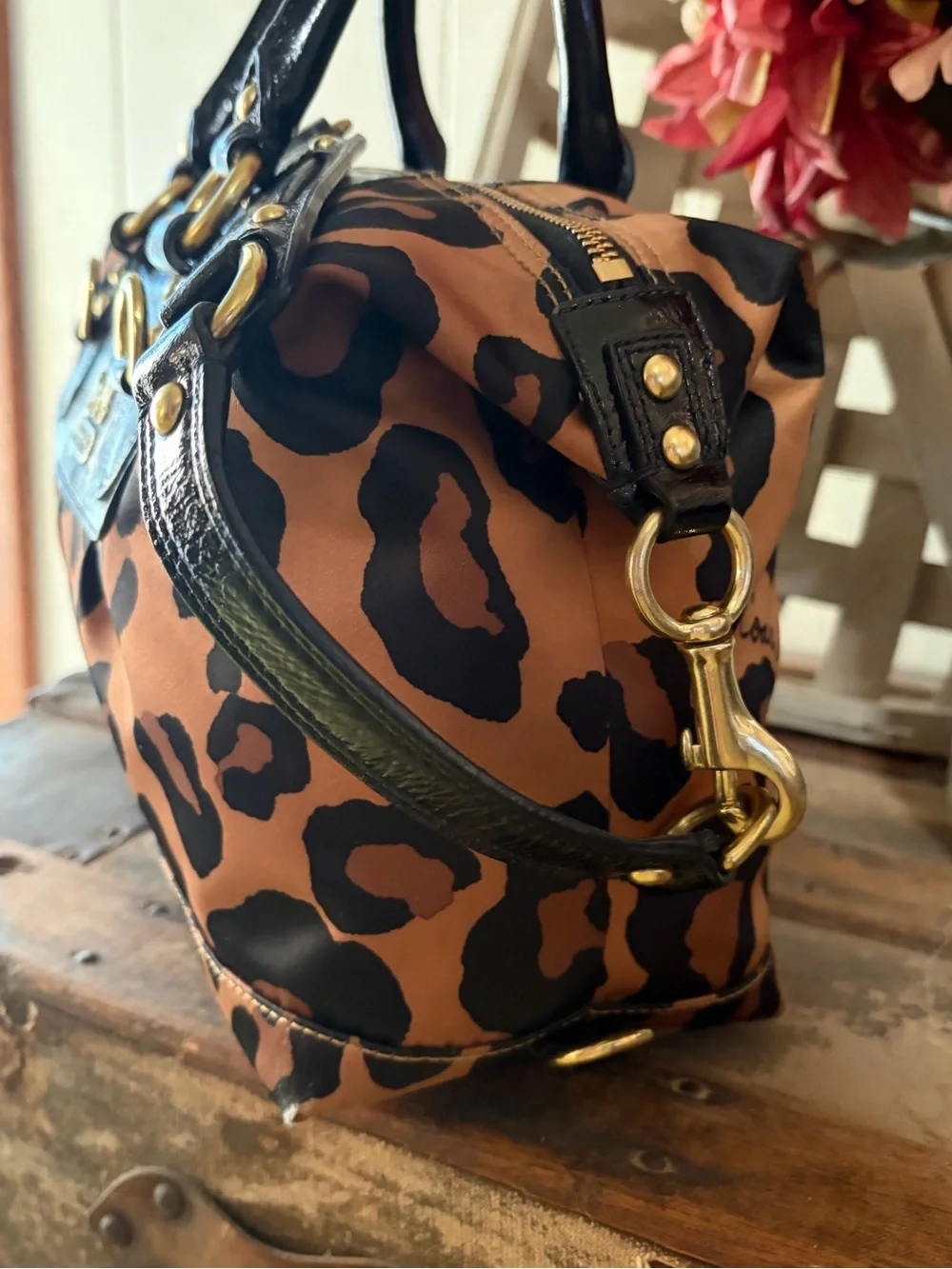 SOLD! RARE! Coach Madison Ocelot Leopard-Print Sabrina Satchel 15553